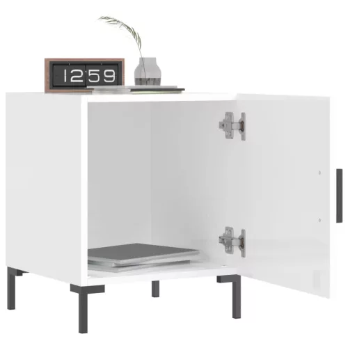  2 db magasfényű fehér szerelt fa éjjeliszekrény 40 x 40 x 50 cm