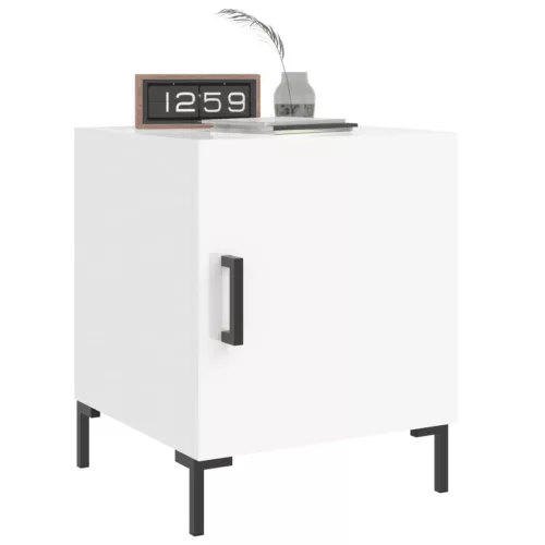  2 db magasfényű fehér szerelt fa éjjeliszekrény 40 x 40 x 50 cm