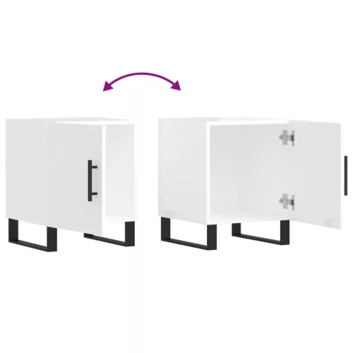  magasfényű fehér szerelt fa éjjeliszekrény 40 x 40 x 50 cm