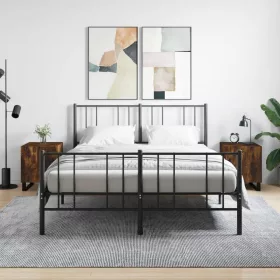    2 db füstös tölgy színű szerelt fa éjjeliszekrény 40x40x50 cm