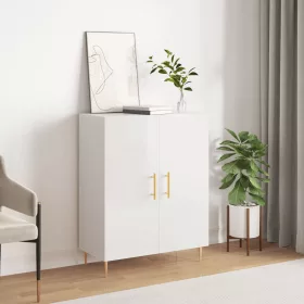    magasfényű fehér szerelt fa tálalószekrény 69,5 x 34 x 90 cm