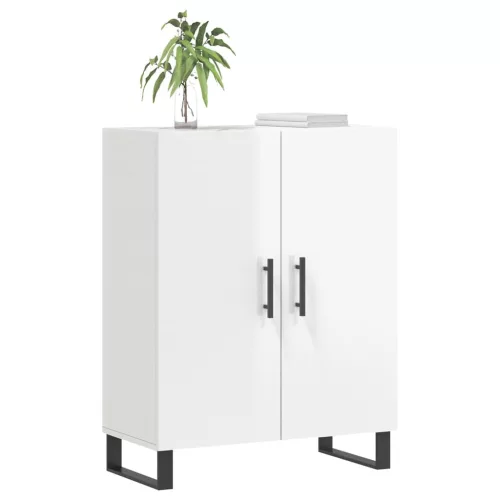  magasfényű fehér szerelt fa tálalószekrény 69,5 x 34 x 90 cm