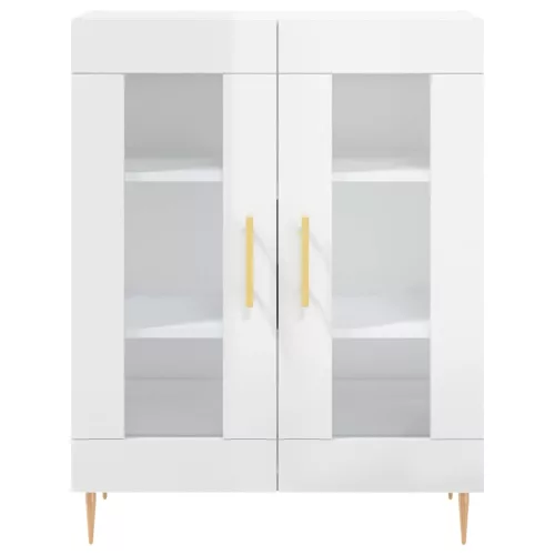  magasfényű fehér szerelt fa tálalószekrény 69,5 x 34 x 90 cm