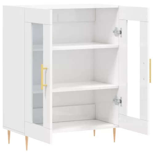  magasfényű fehér szerelt fa tálalószekrény 69,5 x 34 x 90 cm