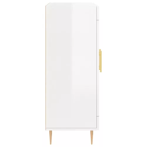  magasfényű fehér szerelt fa tálalószekrény 69,5 x 34 x 90 cm