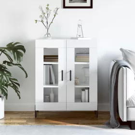    magasfényű fehér szerelt fa tálalószekrény 69,5 x 34 x 90 cm