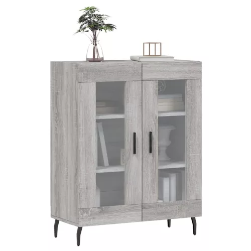  szürke sonoma színű szerelt fa tálalószekrény 69,5 x 34 x 90 cm