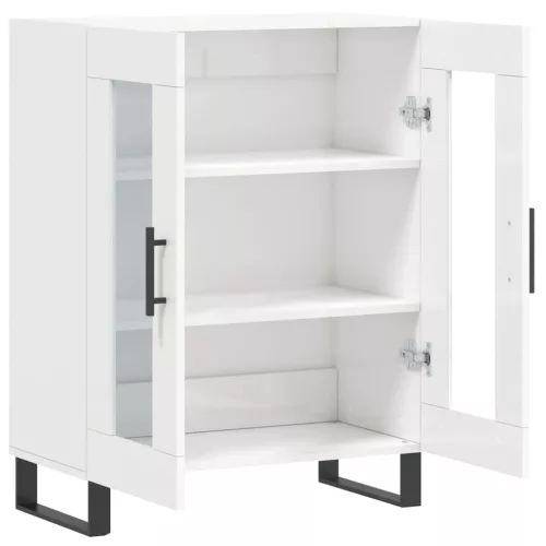  magasfényű fehér szerelt fa tálalószekrény 69,5 x 34 x 90 cm