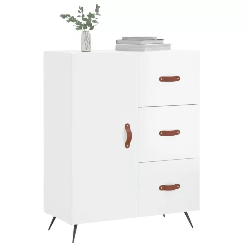  magasfényű fehér szerelt fa tálalószekrény 69,5 x 34 x 90 cm