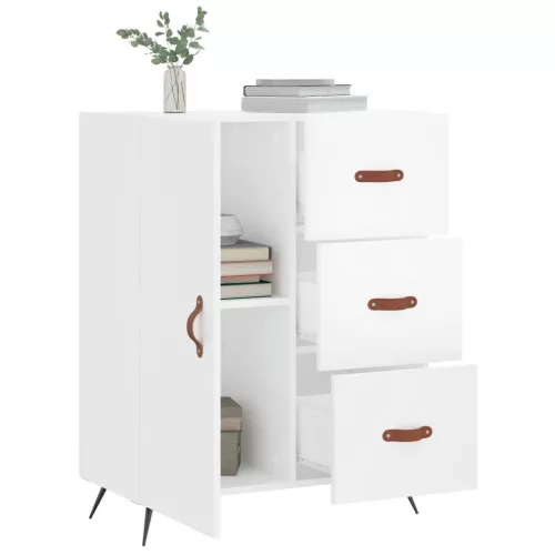  magasfényű fehér szerelt fa tálalószekrény 69,5 x 34 x 90 cm