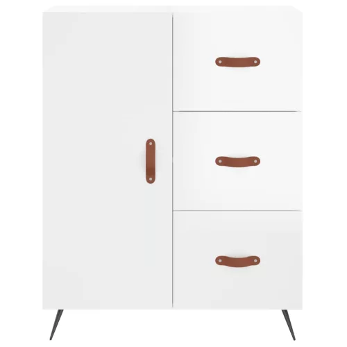  magasfényű fehér szerelt fa tálalószekrény 69,5 x 34 x 90 cm