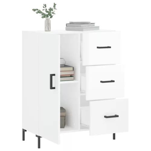  magasfényű fehér szerelt fa tálalószekrény 69,5 x 34 x 90 cm