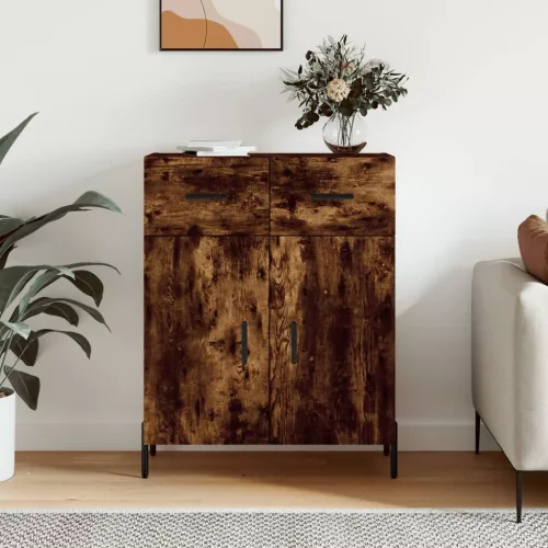  füstös tölgy színű szerelt fa tálalószekrény 69,5 x 34 x 90 cm
