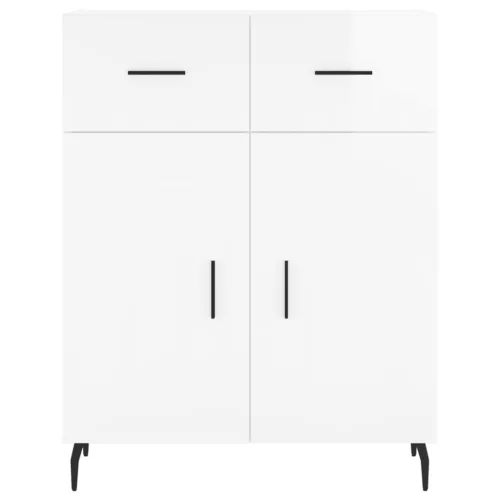  magasfényű fehér szerelt fa tálalószekrény 69,5 x 34 x 90 cm