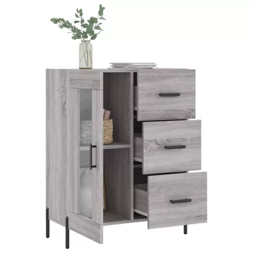  szürke sonoma színű szerelt fa tálalószekrény 69,5 x 34 x 90 cm