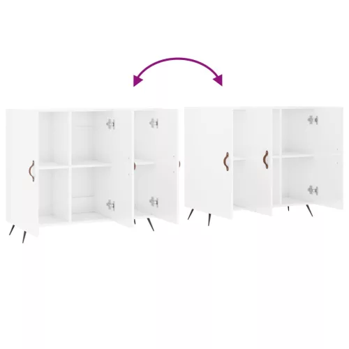  magasfényű fehér szerelt fa tálalószekrény 90 x 34 x 80 cm