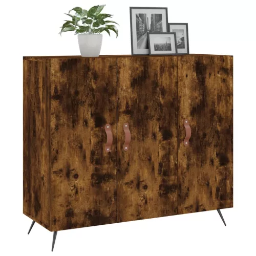  füstös tölgy színű szerelt fa tálalószekrény 90 x 34 x 80 cm
