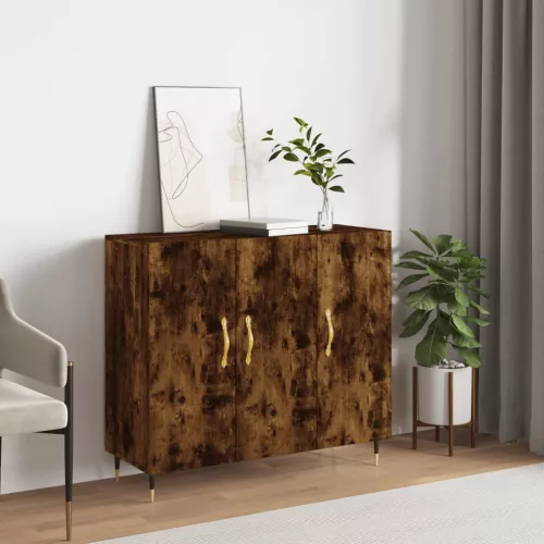  füstös tölgy színű szerelt fa tálalószekrény 90 x 34 x 80 cm