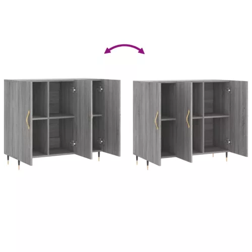  szürke sonoma színű szerelt fa tálalószekrény 90 x 34 x 80 cm