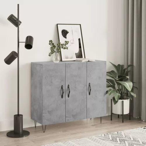  betonszürke szerelt fa tálalószekrény 90 x 34 x 80 cm