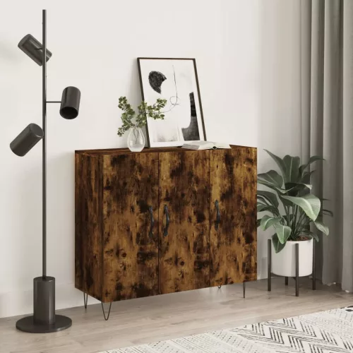  füstös tölgy színű szerelt fa tálalószekrény 90 x 34 x 80 cm