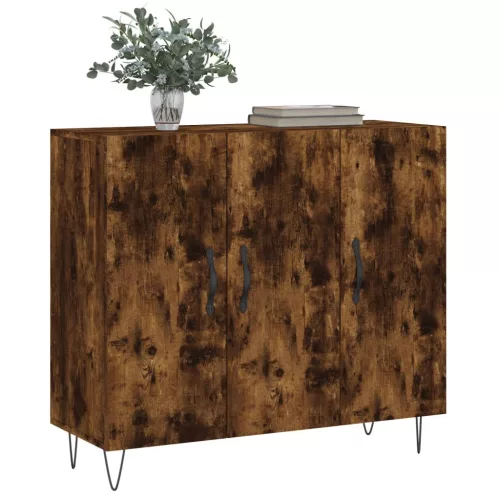  füstös tölgy színű szerelt fa tálalószekrény 90 x 34 x 80 cm