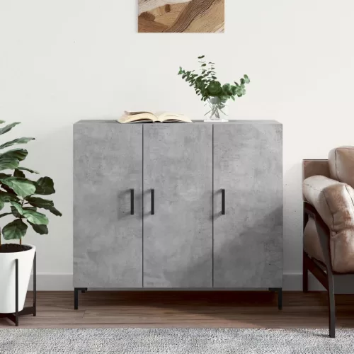  betonszürke szerelt fa tálalószekrény 90 x 34 x 80 cm