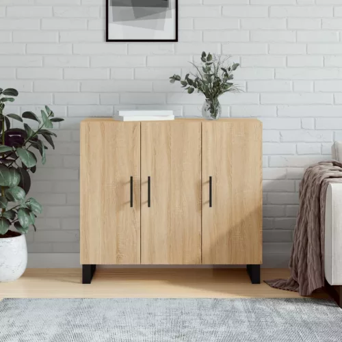  sonoma tölgy színű szerelt fa tálalószekrény 90 x 34 x 80 cm