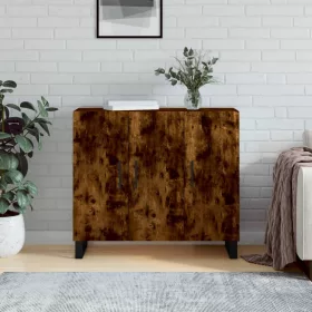    füstös tölgy színű szerelt fa tálalószekrény 90 x 34 x 80 cm