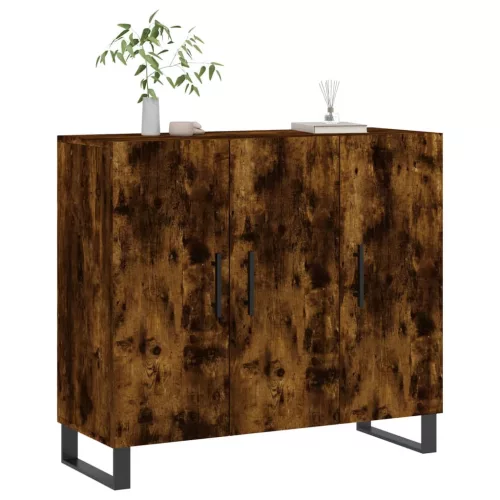 füstös tölgy színű szerelt fa tálalószekrény 90 x 34 x 80 cm