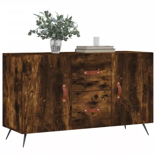  füstös tölgy színű szerelt fa tálalószekrény 100 x 36 x 90 cm