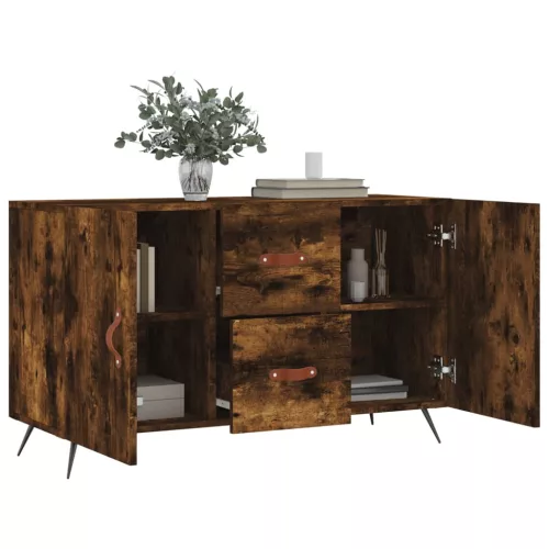  füstös tölgy színű szerelt fa tálalószekrény 100 x 36 x 90 cm