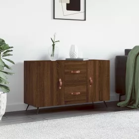    barna tölgyszínű szerelt fa tálalószekrény 100 x 36 x 60 cm