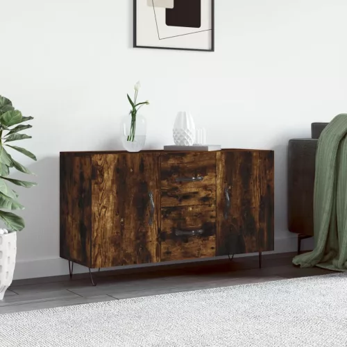  füstös tölgy színű szerelt fa tálalószekrény 100 x 36 x 90 cm