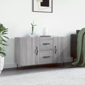    szürke sonoma színű szerelt fa tálalószekrény 100 x 36 x 60 cm
