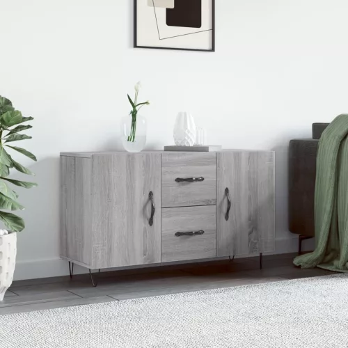  szürke sonoma színű szerelt fa tálalószekrény 100 x 36 x 60 cm