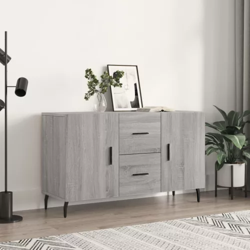  szürke sonoma színű szerelt fa tálalószekrény 100 x 36 x 60 cm