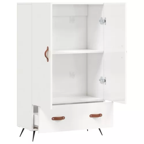  magasfényű fehér szerelt fa magasszekrény 69,5 x 31 x 115 cm