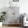  betonszürke szerelt fa magasszekrény 69,5 x 31 x 115 cm