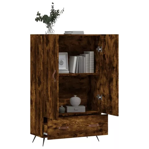  füstös tölgy színű szerelt fa magasszekrény 69,5 x 31 x 115 cm