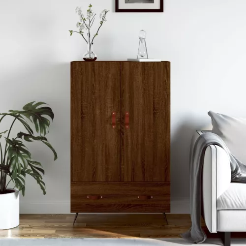  barna tölgyszínű szerelt fa magasszekrény 69,5 x 31 x 115 cm