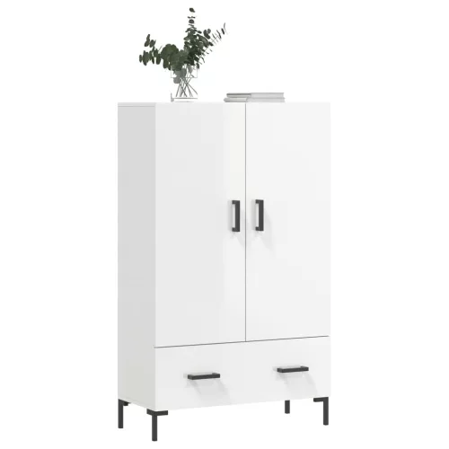  magasfényű fehér szerelt fa magasszekrény 69,5 x 31 x 115 cm