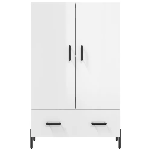  magasfényű fehér szerelt fa magasszekrény 69,5 x 31 x 115 cm