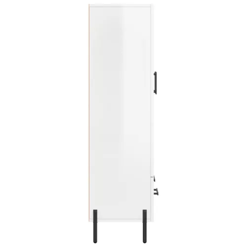  magasfényű fehér szerelt fa magasszekrény 69,5 x 31 x 115 cm