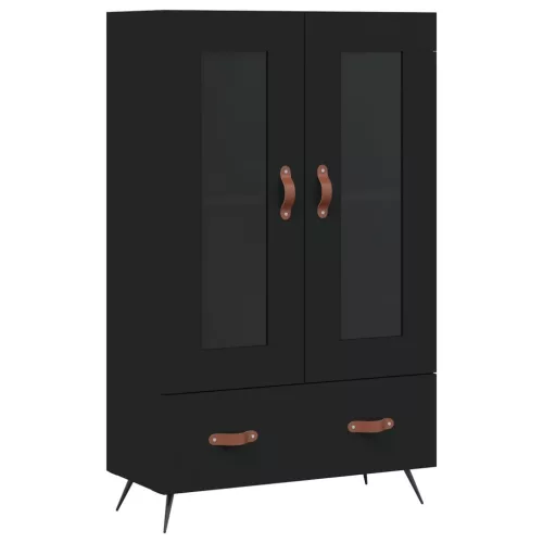  fekete szerelt fa magasszekrény 69,5 x 31 x 115 cm