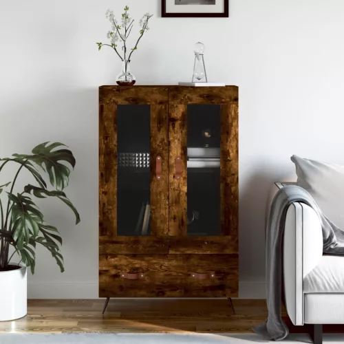  füstös tölgy színű szerelt fa magasszekrény 69,5 x 31 x 115 cm