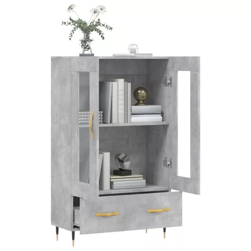  betonszürke szerelt fa magasszekrény 69,5 x 31 x 115 cm