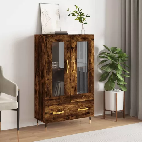  füstös tölgy színű szerelt fa magasszekrény 69,5 x 31 x 115 cm