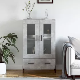  betonszürke szerelt fa magasszekrény 69,5 x 31 x 115 cm