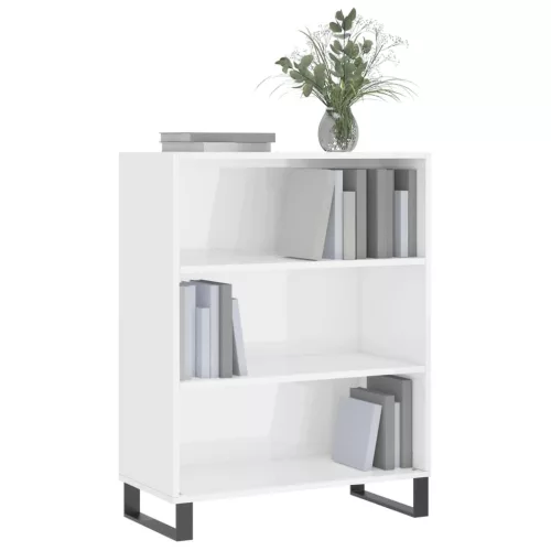  magasfényű fehér szerelt fa polcos szekrény 69,5 x 32,5 x 90 cm